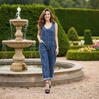 Salopette en jean décontractée pour femme, coupe ample sans manches, avec poches