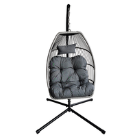 Chaise balançoire œuf moderne pour l'extérieur Chaise balançoire suspendue en métal, rotin et osier Silla Colgante pour l'intérieur et l'extérieur