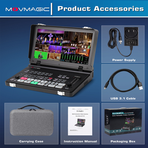 Mezclador de Video HD de 5 Canales Movmagic MF10S, Mezclador de Producción en Vivo Multicámara con Control PTZ y Función de Transmisión - Product Image 6
