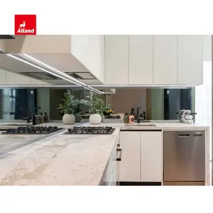 Allandcabinet melamine kết thúc Bảng điều khiển đá cẩm thạch Countertop Thác kaki màu xanh lá cây tủ bếp