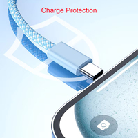 Cable de Carga Rápida de Cobre Puro con Trenzado de Nailon de 3FT 6FT 10FT, PD 60w, USB a Tipo-C, Cable de Datos Colorido para Teléfonos Inteligentes