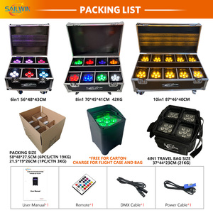 SAILWIN 6*18w Fari LED Ricaricabili Wireless RGBWA+UV per Matrimoni, Feste, DJ, Illuminazione da Palco con Flight Case - Product Image 5