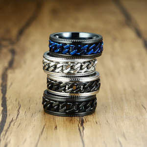Anillo Giratorio de Acero Inoxidable para Hombre, Anillo de Eslabones Giratorios, Ancho, Impermeable, Apilable, Moderno, para Uso Diario y Fiestas - Product Image 2
