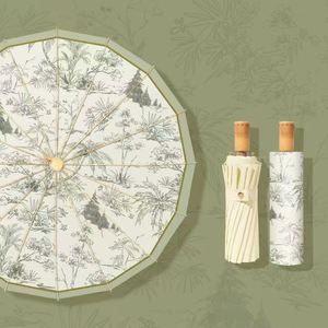 Paraguas de Regalo Vintage de Lujo con Recubrimiento de 16 Varillas, Mango de Bambú, Múltiples Diseños, Aleación, Doble Uso, Protección UV - Product Image 4