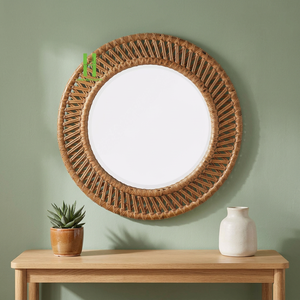 BEST SELLER! Natural Rattan Art Deco <b>Rectangular</b> Handcrafted Woven Wicker Wall <b>Mirror</b> for Any Room - Product Image 1