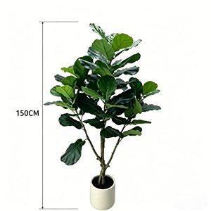 Artificial <b>Tree</b> Green <b>Potted</b> with Piano Leaf Banyan Ornaments for Living Room Floor Simulation - Product Image 2