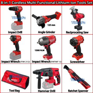 Kit de Herramientas Eléctricas Inalámbricas Portátiles 8 en 1 de 18V Milwaukee, con Taladro Atornillador Compacto, Llave de Impacto, Sierra y Bolsas de Almacenamiento - Product Image 3