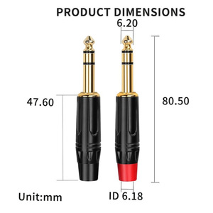 ปลั๊กเสียงสเตอริโอขนาด 6.35 มม. ชุบทองสำหรับขั้วต่อเครื่องขยายเสียงมิกเซอร์ YY-3219S - Product Image 4