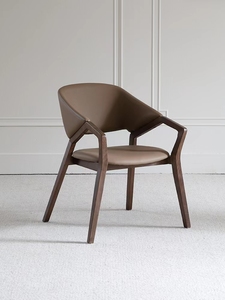 Wholesale Modern Design Restaurant Armchair Linen <strong>Leather</strong> <strong>Mat</strong> Wood Frame Hotel Apartment Commercial Use Single Chair - Product Image 5
