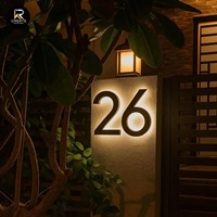 Letrero 3D Metálico para Exteriores con Retroiluminación LED para Número de Habitación de Hotel, con Clasificación IP65 a Prueba de Agua, para Publicidad e Iluminación