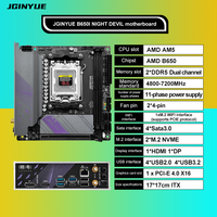 Carte mère JGINYUE AM5 Mini ITX B650i Night Devil B650 compatible avec les processeurs Ryzen 7000-9000 pour PC de bureau, RAM DDR5, WiFi intégré