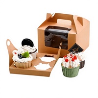 Boîte d'emballage pour gâteaux en papier kraft écologique avec fenêtre, support intérieur et conception anti-renversement pour tables de desserts d'anniversaire et événements alimentaires