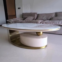 Nouvelle table basse ovale en pierre, design moderne et luxueux, pour le salon