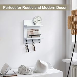 <span class=keywords><strong>D</strong></span>écor de porte-clés et de courrier, avec 3 crochets à clés, organisateur mural en bois pour <span class=keywords><strong>couloir</strong></span> <span class=keywords><strong>d</strong></span>'<span class=keywords><strong>entrée</strong></span> - Product Image 6