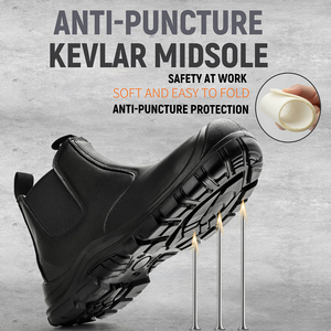 Stivali di Sicurezza Antistatici <span class=keywords><strong>FO</strong></span> da Uomo - Pelle Pieno Fiore, Impermeabili, Resistenti all'Usura, Anti-Schiacciamento e Anti-Perforazione - Product Image 3
