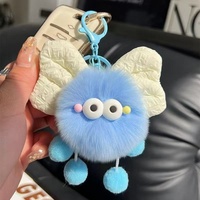 Porte-clés en peluche en forme de charbon de bois avec nœud papillon, dessin animé, fait main, mignon, breloque pour sac de voiture, accessoire de couple style scolaire pour sacs à dos