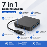 Base de Conexión USB-C 7 en 1 con 4K+60Hz para 100W PD, 3 Puertos USB 3.0, Lector de Tarjetas SD/TF, Carcasa de ABS, en Stock