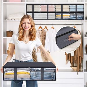 3 Pack 40L Large Clothes <b>Comforter</b> Storage Containers with Clear Window Under Bed Storage Bags for Bedding Organization - Product Image 6
