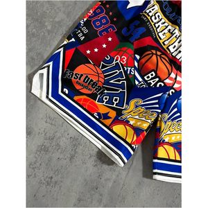Short de basket-ball pour garçon FOXA, taille élastique, respirant, bordure rayée, 100% polyester, vêtements de sport - Product Image 4