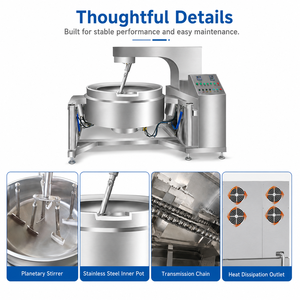 Commercial Electromagnetic Planetary Stir Fryer Stainless Steel <b>Automatic</b> Cooking Mixer Kettle with 600mm Pot for Restaurant Cen - Product Image 3