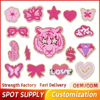 Patch thermocollant en gros en forme de papillon, cœur diamanté, dollar, patch pour serviette, patchs à bordure pailletée dorée, broderie chenille