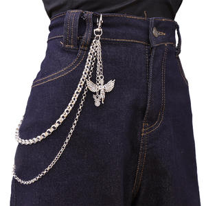 Colgante de Reno Ángel Cupido, Cadena de Cintura Unisex de Metal de Doble Capa con Cadena Tipo O, Estilo Hip Hop, Accesorio para Vaqueros, Blanco K - Product Image 1