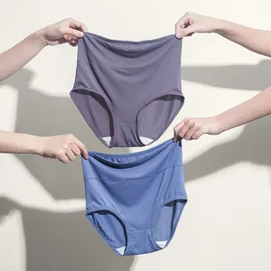 Large size invisible seductive panties mesh lightweight breathable mid-waist ladies briefs ultrathin luxury women's panties