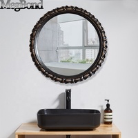 Miroir cosmétique Art Déco antique noir fait main, durable, étanche, en polyrésine, à fixer au mur pour salle de bain, accent décoratif pour la maison