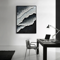 Peinture à l'huile élégante dessinée à la main sur toile Texture noire et blanche pour décoration murale de salon ou fond de hall d'entrée
