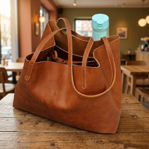 Sacs à main légers en cuir véritable marron avec fermeture éclair, imperméables, antivol, style classique et tendance, pour la Saint-Valentin - Product Image 3