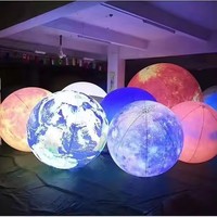 Lune Terre Mars Saturne Gonflable LED Lumière Planète Ballon Géant Hélium Lévitation pour la Publicité