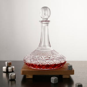 <span class=keywords><strong>Carafe</strong></span> à vin luxueuse à base large en verre <span class=keywords><strong>cristal</strong></span> taillé en diamant avec bouchon, élégante <span class=keywords><strong>carafe</strong></span> à vin pour la décoration de bar à domicile - Product Image 2