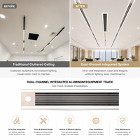 Rail de service de plafond intégré MEP avec double fente pour éclairage, diffuseur CVC, sprinkler anti-incendie et détecteur de fumée, profilé en aluminium