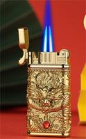 Nouveauté luxe 3D double flammes dragon briquet dragon briquet double flamme briquets dragon approvisionnement