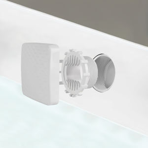 Kit de vidange pour baignoire avec plaque carrée blanche sans trou de vis, anneau annulaire de sortie et grille de vidange avec filtre à cheveux pour salle de bain - Product Image 1