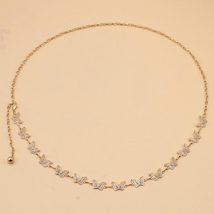 สร้อยคาดเอวรูปผีเสื้อ สีทองขาว K ชั้นเดียว โลหะ สำหรับผู้หญิง สวมใส่ได้ทุกวัน เครื่องประดับแฟชั่น - Product Image 2