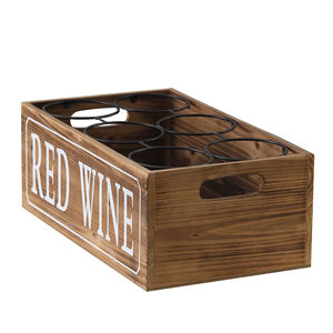 Casiers à <span class=keywords><strong>vin</strong></span> en bois personnalisés comptoir 6 casiers métalliques brûlant fini porte-bouteille <span class=keywords><strong>de</strong></span> <span class=keywords><strong>vin</strong></span> rouge diviseur <span class=keywords><strong>caisse</strong></span> à <span class=keywords><strong>vin</strong></span> en bois rustique boîte - Product Image 2