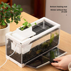 Tanque de plástico rectangular ecológico <span class=keywords><strong>para</strong></span> el hogar pequeño, Guppy, filtro arrastrado, caja de acuario de escritorio, linterna, peces, camarones, accesorios - Product Image 2