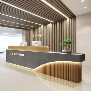 Led ánh sáng sang trọng Trắng treception bàn đá cẩm thạch màu Salon cửa hàng thu ngân đơn giản hiện đại nhỏ quầy tiếp tân bàn - Product Image 1