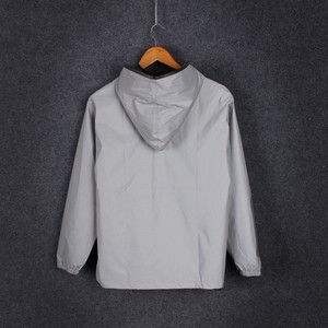 Unisex Thin Silver Solid <strong>Reflective</strong> 100% Polyester <strong>Jacket</strong> Hooded Full <strong>Reflective</strong> Windproof Zipper Coat for Night <strong>Cycling</strong> Running - Product Image 6