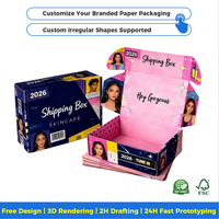 USPS Starre Quadratische Kraft-Wellpappe-Versandkartons Matt Laminiert Recycelte Materialien Rot/Rosa/Gold Farben CD-Verpackung