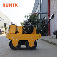 RUNTX Nouveau rouleau compresseur routier à double tambour de 700 kg, type manuel, à pousser