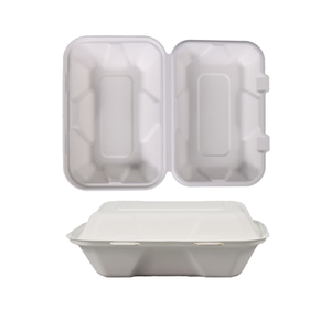 Assiettes jetables en papier de haute qualité, 9 pouces, <span class=keywords><strong>3</strong></span> <span class=keywords><strong>compartiments</strong></span>, conteneur à clapet, vaisselle en matière première pour fête - Product Image 4