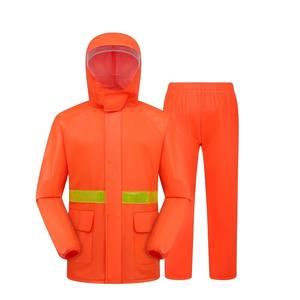 2-Piece Adult Reflective Waterproof Rain Suit <strong>Rubber</strong> PVC Knitted Hooded <strong>Raincoat</strong> With Face Visor <strong>for</strong> Outdoor Work Scooter Travel - Product Image 6