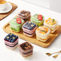 Boîte à emporter carrée transparente pour gâteau à la crème, mousse mille-feuilles, épaisseur 5 mm, emballage jetable pour gâteau, estampage alimentaire