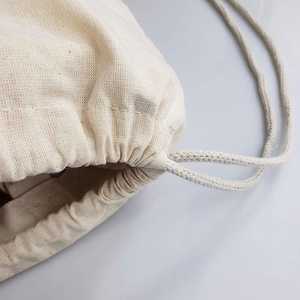 Eco Sports Fitness Outdoor Hiking With Zipper Front Pocket Canvas <b>Backpack</b> Recycled Cotton Drawstring Bag - Product Image 3