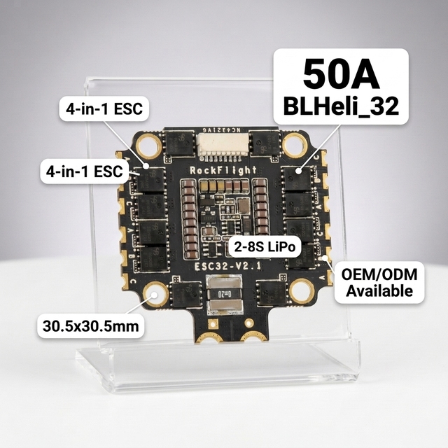 RFESC-50A Wholesale Custom F405 F722 Metal FPV Flight Controller with 4in1 BLHeli_32 50A 60A ESC for FPV Drone Remote Control