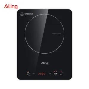 Household Transparent Glass Panel Multi-color Turbo Fan Low Noise Single Induction Cooktop