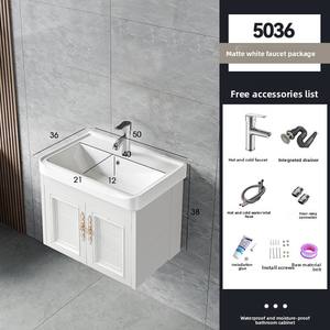 Conjunto de Muebles de Baño, <span class=keywords><strong>Lavabo</strong></span> Suspendido de Piedra Sinterizada, <span class=keywords><strong>Lavabo</strong></span> <span class=keywords><strong>Compacto</strong></span> de Aluminio, <span class=keywords><strong>Lavabo</strong></span> Integrado de Cerámica - Product Image 6