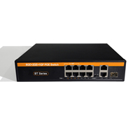 TINCAM OEM SKD Switch PoE Gigabit Inteligente de 8 Puertos, 2 Uplinks de 1000M, 1 SFP, 802.3 BT, Potencia de 200W, VLAN, Switch de Red para Cámaras IP CCTV